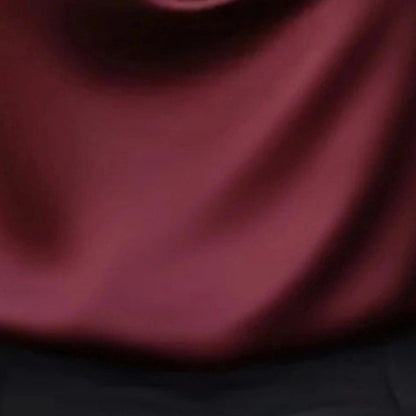 Women's Elegant Draped Neck Blouse, Solid Color Ruffle Detail Long Sleeve Shirt For Office And Formal Wear