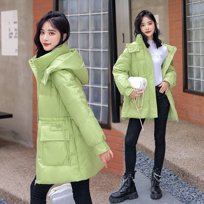Hooded Drawstring Waist-tight Large Pocket Thermal Cotton-padded Clothes Women