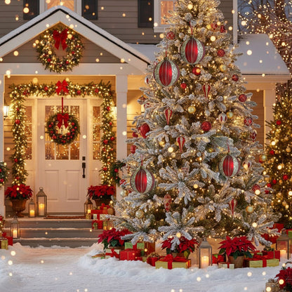 4PCS Set  Christmas Glass Ball Ornaments Holiday Tree Hanging Decorations Party Decor Supplies FBA Shipment